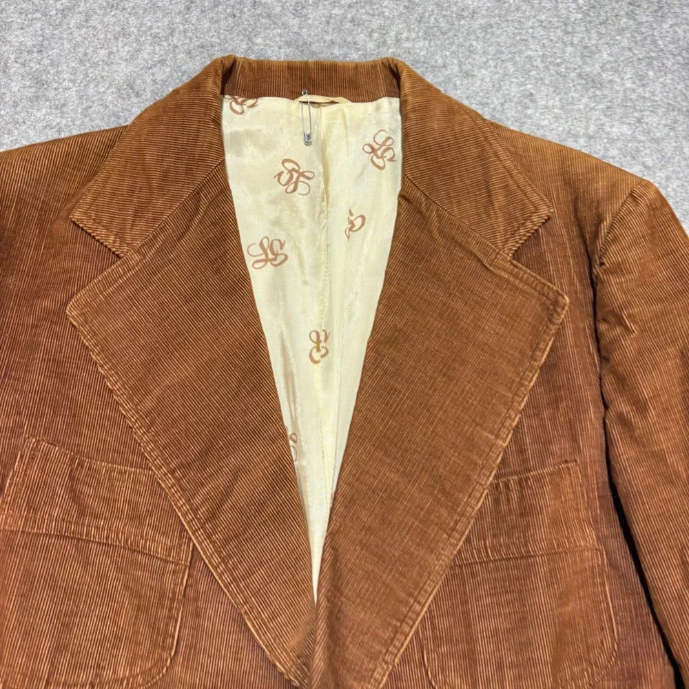 Vintage Levis Panatela Mens Brown Corduroy Blazer Western Sport Coat 70s 42 43